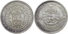 Portugal, 1.000 Escudos, 1983, XVII European Art Exhibition. Ag.835 21,00 g, KM 622, UNC