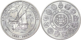 Portugal, 1.000 Escudos, 1992, Encounter of Two Worlds. Ag.500 27,00 g, KM 657, UNC