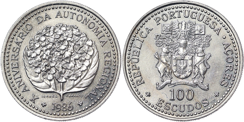 Portugal, 100 Escudos, 1986, 10th Anniversary of Regional Autonomy. Ni. 16,50 g,...