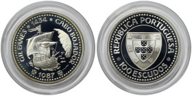 Portugal, 100 Escudos, 1987, I-Portuguese Discoveries - Gil Eanes. Mintage: 22.000 pcs. Ag.925 16,50 g, KM 639a, PROOF