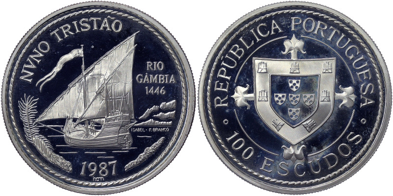 Portugal, 100 Escudos, 1987, I-Portuguese Discoveries - Nuno Tristão. Mintage: 2...