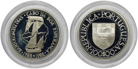Portugal, 100 Escudos, 1988, I-Portuguese Discoveries - Bartolomeu Dias. Mintage: 20.000 pcs. Ag.925 16,50 g, KM 642a, PROOF