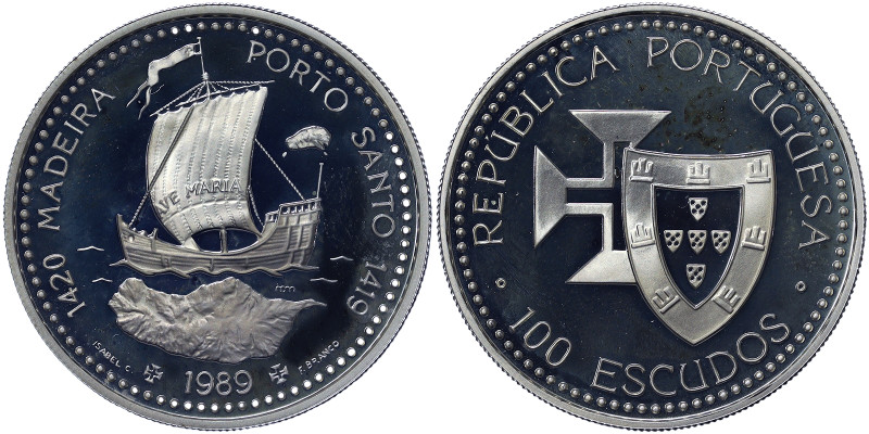 Portugal, 100 Escudos, 1989, II-Portuguese Discoveries - Discovery of Madeira & ...