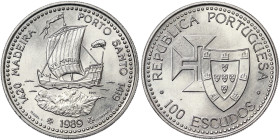Portugal, 100 Escudos, 1989, II-Portuguese Discoveries - Discovery of Madeira & Porto Santo. Ni. 16,50 g, KM 647, UNC