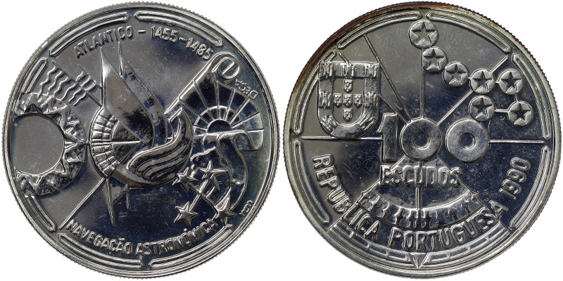 Portugal, 100 Escudos, 1990, II-Portuguese Discoveries - Star Navigation. Ag.925...