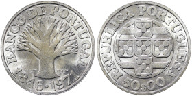 Portugal, 50 Escudos, 1971, 125th Anniversary of the Bank of Portugal. Ag.650 18,00 g, KM 601, UNC