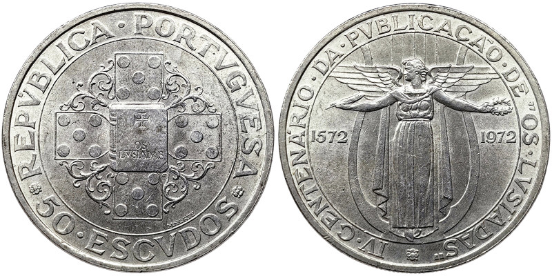 Portugal, 50 Escudos, 1972, 400th Anniversary of "Os Lusiadas". Ag.650 18,00 g, ...