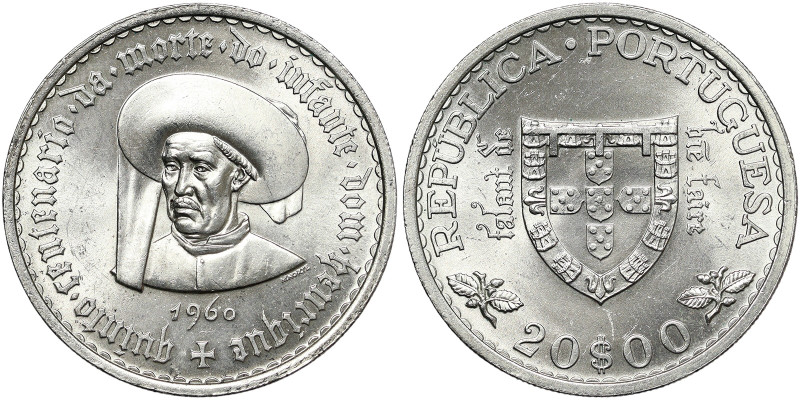 Portugal, 20 Escudos, 1960, V Centenary of the death of the Infante D. Henrique....