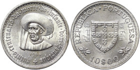 Portugal, 10 Escudos, 1960, V Centenary of the death of the Infante D. Henrique. Ag.680 12,50 g, KM 588, UNC