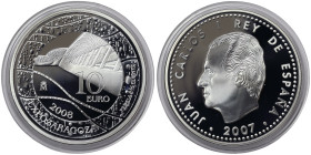 Portugal, 10 Euro, 2007, 2008 International Expo in Zaragoza - Bridge Pavilion. Mintage: 25.000 pcs. Ag.925 27,00 g, KM 1187, PROOF