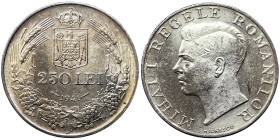 Romania, 250 Lei, 1941, NIHIL SINE DEO. Ag.835 12,00 g, KM 59.3, XF