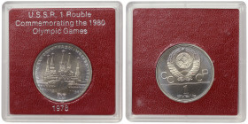 Russia, CCCP, Rouble, 1978, 1980 Summer Olympics in Moscow. Ni. 12,80 g, Y 153.1, PROOF-LIKE