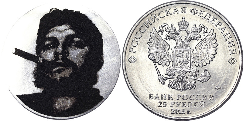 Russia, 25 Roubles (Fantasy coin), 2018, Ernesto Che Guevara. Screen-printing on...