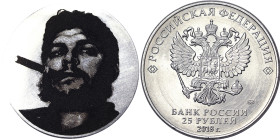 Russia, 25 Roubles (Fantasy coin), 2018, Ernesto Che Guevara. Screen-printing on milled coin. Ni. 10,00 g, UNC