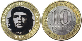 Russia, 10 Roubles (Fantasy coin) Che Guevara, 2014, Screen-printing on milled coin. Bimetallic. 8,40 g, UNC