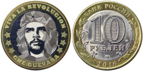 Russia, 10 Roubles (Fantasy coin) Che Guevara, 2016, Viva la revolucion. Screen-printing on milled coin. Bimetallic. 8,40 g, UNC