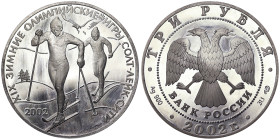 Russia, 3 Roubles, 2002, The XIXth Winter Olympic Games 2002 - Salt Lake City. Mintage: 25.000 pcs. Ag.900 34,88 g, Y 738, PROOF
