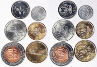 Rwanda, Lot 6 pcs. 100 Francs 2007. 50, 20, 10, 5, 1 Francs 2003. UNC