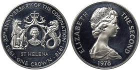 Saint Helena, Crown, 1978, 25th Anniversary of the Coronation of Queen Elizabeth II. Mintage: 25.000 pcs. Ag.925 28,28 g, KM 7a, PROOF