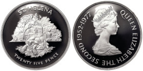 Saint Helena, 25 Pence, 1977, 25th Anniversary of the Accession of Queen Elizabeth II. Mintage: 25.000 pcs. Ag.925 28,28 g, KM 6a, PROOF