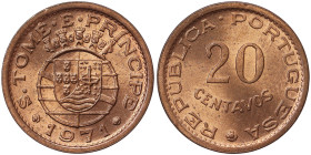 Saint Thomas and Prince, 20 Centavos, 1971, Ae. 1,84 g, KM 16.2, UNC