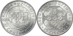 Saint Thomas and Prince, 50 Escudos, 1970, 500th Anniverasry of Discovery. Ag.650 18,00 g, KM 21, UNC