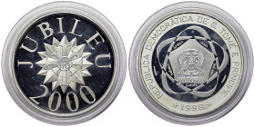 Saint Thomas and Prince, 1000 Dobras, 1998, Jubileu 2000. Mintage: 10.000 pcs. Ag.999 1 Ounce / 1 Oz, KM 132, PROOF