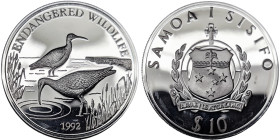 Samoa, 10 Tala, 1992, Endangered Wildlife. Mintage: 15.000 pcs. Ag.925 31,35 g, KM 98, PROOF