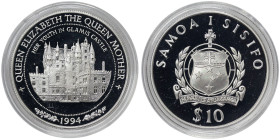 Samoa, 10 Tala, 1994, 94th Anniversary of the Queen Mother. Mintage: 30.000 pcs. Ag.925 31,47 g, KM 104, PROOF