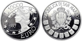 San Marino, 10.000 Lire, 1997, Europe in the new millennium. Mintage: 30.000 pcs. Ag.835 22,00 g, KM 372, PROOF
