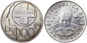 San Marino, 5.000 Lire, 1998, Towards the third millennium - Man and science. Ag.835 18,00 g, KM 385, UNC