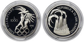 San Marino, 1.000 Lire, 1984, 1984 Summer Olympics, Los Angeles. Mintage: 15.000 pcs. Ag.835 14,60 g, KM 169, PROOF