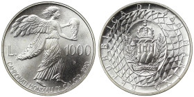 San Marino, 1.000 Lire, 1990, Soccer World Cup in Italy. Ag.835 14,60 g, KM 247, UNC