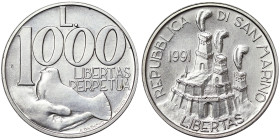 San Marino, 1.000 Lire, 1991, Ag.835 14,60 g, KM 270, UNC