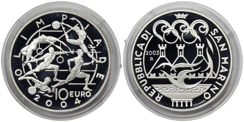 San Marino, 10 Euro, 2004, 2004 Summer Olympics, Athens. Ag.925 22,00 g, KM 454,...
