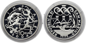 San Marino, 10 Euro, 2004, 2004 Summer Olympics, Athens. Ag.925 22,00 g, KM 454, PROOF