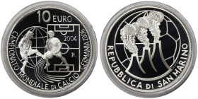 San Marino, 10 Euro, 2004, World Cup in Germany 2006. Ag.925 22,00 g, KM 463, PROOF