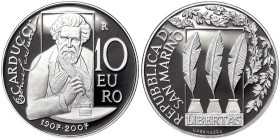 San Marino, 10 Euro, 2007, 100th Anniversary of the Death of Giosuè Carducci. Mintage: 16.000 pcs. Ag.925 22,00 g, KM 475, PROOF