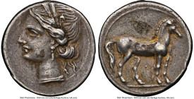 ZEUGITANA. Carthage. Hannibal in South Italy. Ca. 216-211 BC. AR quarter-shekel (15mm, 2.15 gm, 12h). NGC XF 5/5 - 4/5. Campanian mint under Hannibali...