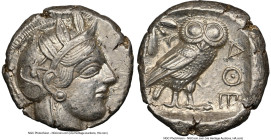 ATTICA. Athens. Ca. 440-404 BC. AR tetradrachm (24mm, 17.18 gm, 8h). NGC AU 5/5 - 4/5. Mid-mass coinage issue. Head of Athena right, wearing earring, ...