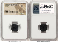 BACTRIA. Indo-Greeks. Menander (ca. 165/55-130 BC). AE square unit (15mm, 12h). NGC VF, scratches. Head of elephant right, wearing bell around neck / ...