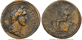Antoninus Pius (AD 138-161). AE sestertius (33mm, 1h). NGC VF. Rome, AD 140-144. ANTONINVS AVG PI-VS P P TR P COS III, laureate draped bust of Antonin...