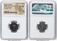 Crispus, as Caesar (AD 316-326). AE3 or BI nummus (19mm, 1h). NGC Choice XF. Trier, 1st officina, AD 321. CRISPVS-NOB CAES, helmeted, cuirassed of Cri...