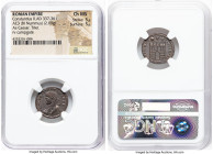 Constantius II (AD 337-361). AE 3(BI Nummus) (18mm, 2.69 gm 6h). NGC Choice MS 5/5 - 5/5. Trier, 1st officina, AD 327-328. FL IVL CONSTANTIVS NOB C, l...