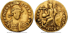 Theodosius II, Eastern Roman Empire (AD 402-450). AV solidus (17mm, 2.87 gm, 7h). NGC Fine 5/5 - 1/5, clipped. Constantinople, AD 430-440.D N THEODO -...
