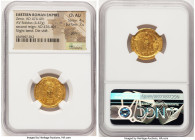 Zeno, Eastern Roman Empire (AD 474-491). AV solidus (20mm, 4.47 gm, 6h). NGC Choice AU 4/5 - 2/5, graffito, slight bend, die shift. Constantinople, 2n...
