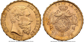 Leopold II gold 20 Francs 1876 MS65 NGC, Brussels mint, KM37, Fr-412.. Position A. HID09801242017 © 2024 Heritage Auctions | All Rights Reserved www.H...