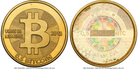 Casascius brass Unloaded (Redeemed) 0.5 Bitcoin (BTC) 2013 MS66 NGC, Ahonen-pg 100. Total Issued 3,084. Series 2. Type PF. 25.4mm. Firstbits 125zpRS8....