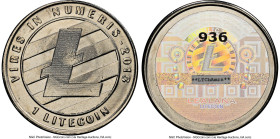 Lealana nickel-plated brass Loaded (Unredeemed) 1 Litecoin (LTC) 2013 MS67 NGC, Ahonen-pg 199. 30mm. Total Issued: 2,000. Type PF. 30mm. Black address...