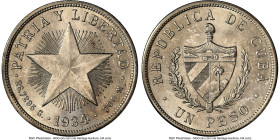 Republic "Star" Peso 1934 MS62 NGC Philadelphia mint, KM15. HID09801242017 © 2024 Heritage Auctions | All Rights Reserved www.HA.com/TexasAuctioneerLi...